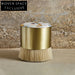 Luxurious Velvet Brass Round Ottoman Stool: Modern Accent & Vanity Seating