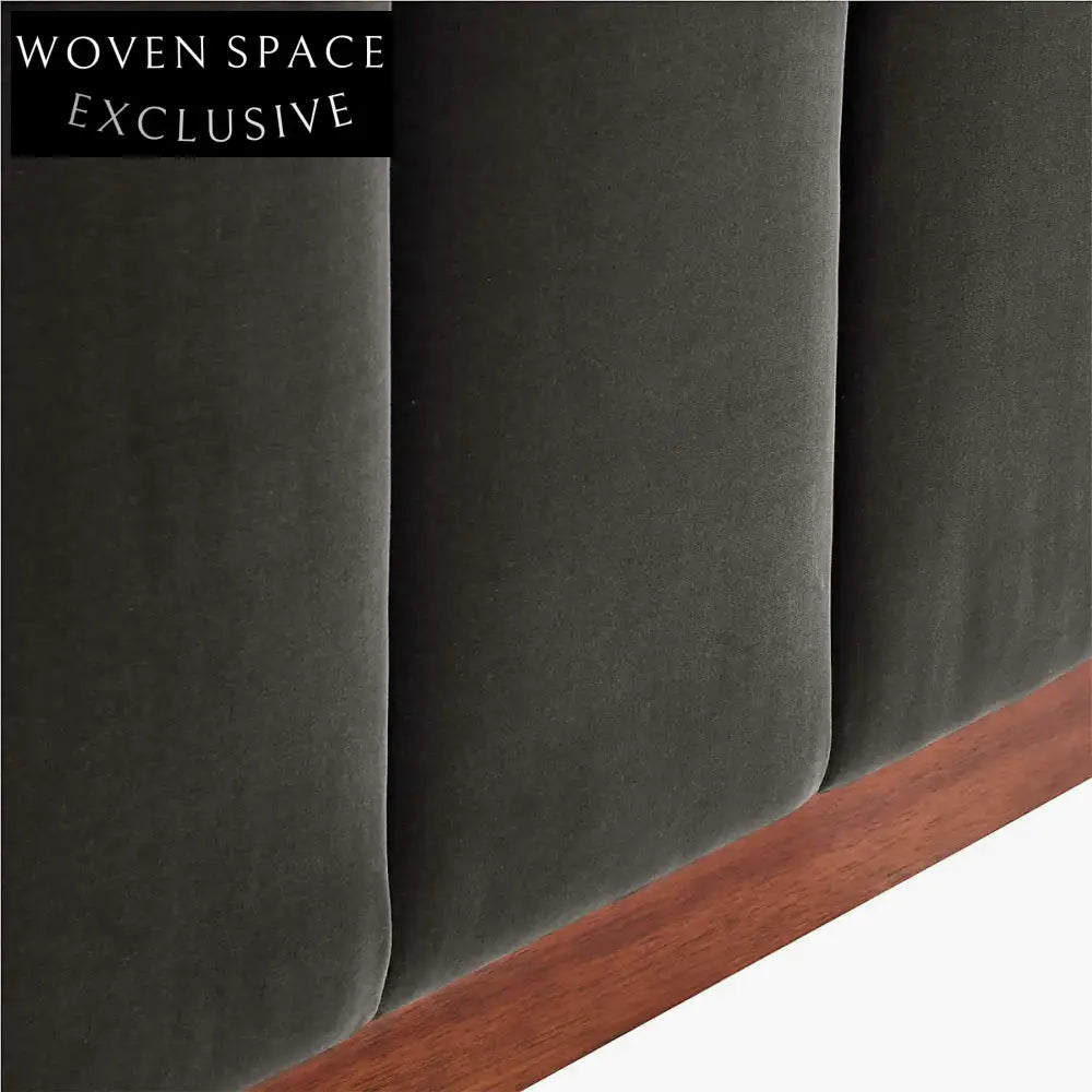 Luxurious Channeled Velvet Sofa, Solid Wood Frame, Elegant Living Room Furniture
