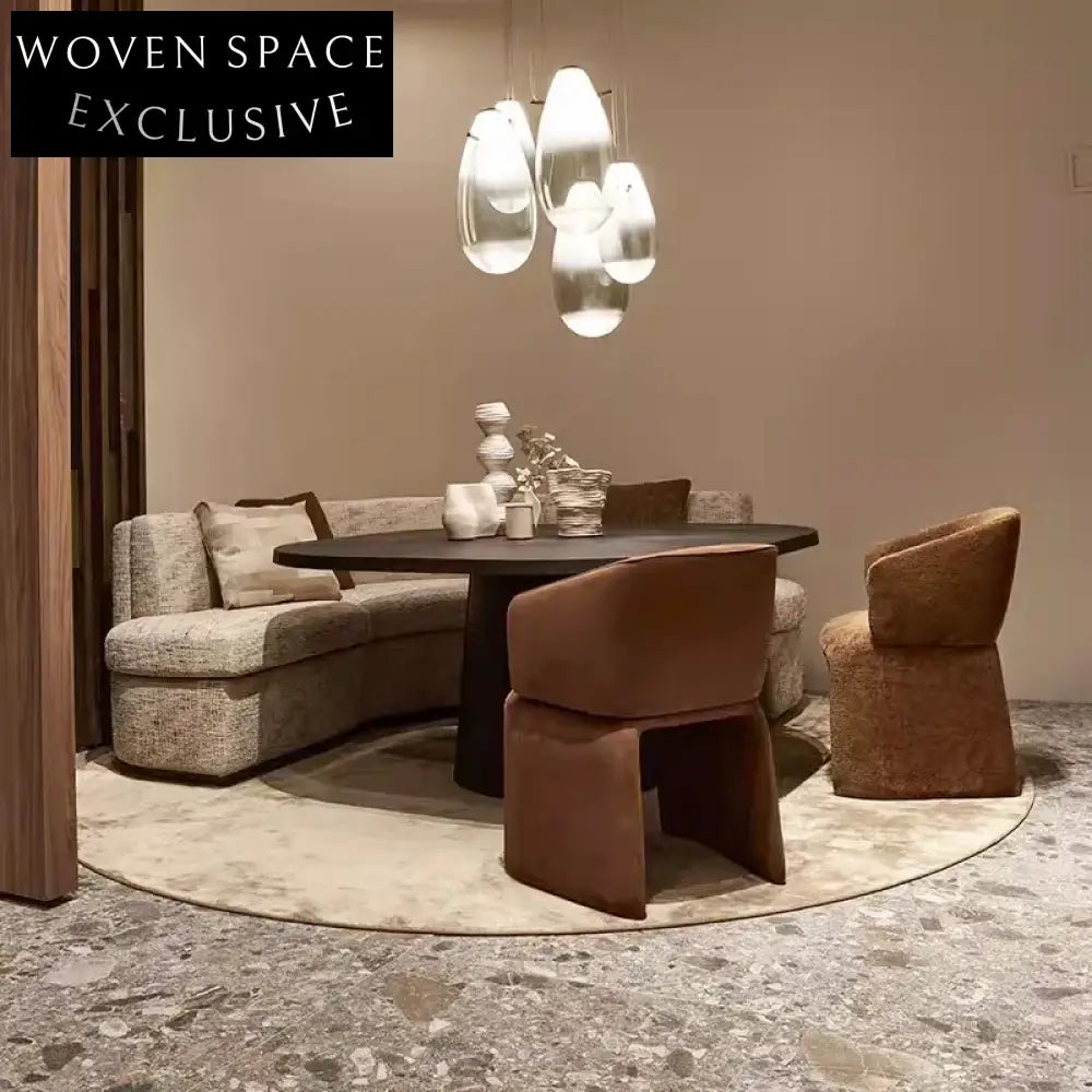 Luxurious Velvet Fabric Dining Chair with Curved Back and Comfortable Armrests