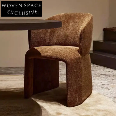 Luxurious Velvet Fabric Dining Chair with Curved Back and Comfortable Armrests