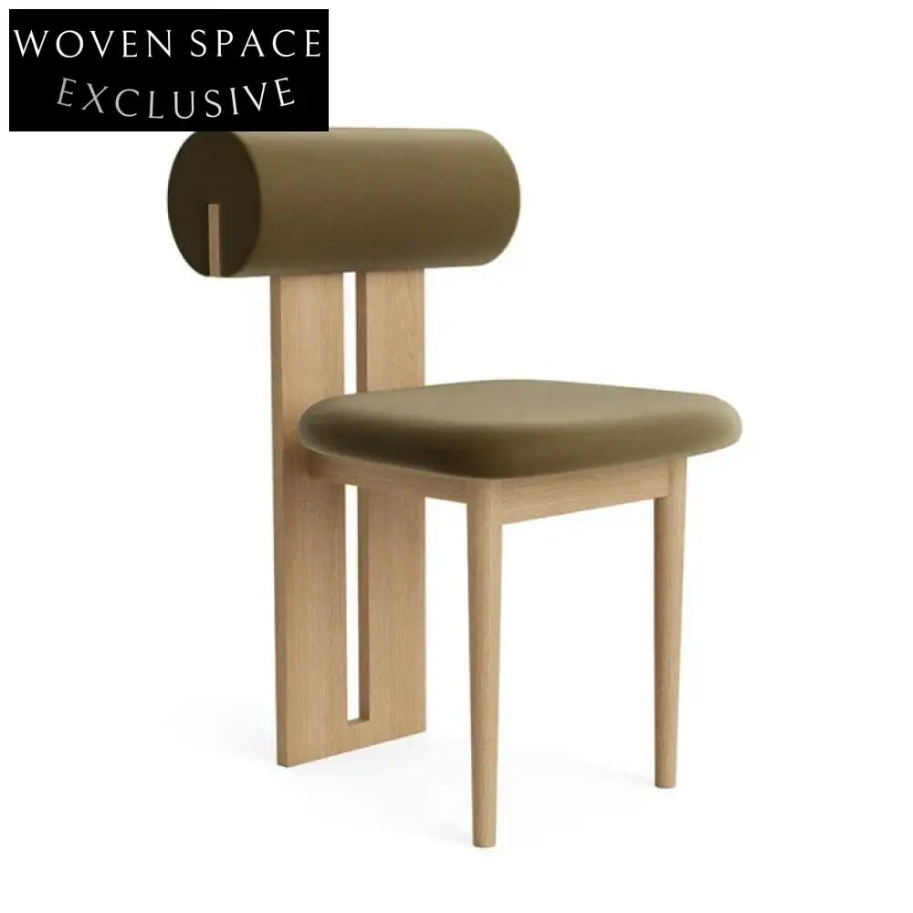 Luxurious Velvet Fabric Dining Chair with Solid Wooden Legs, Modern Nordic Design