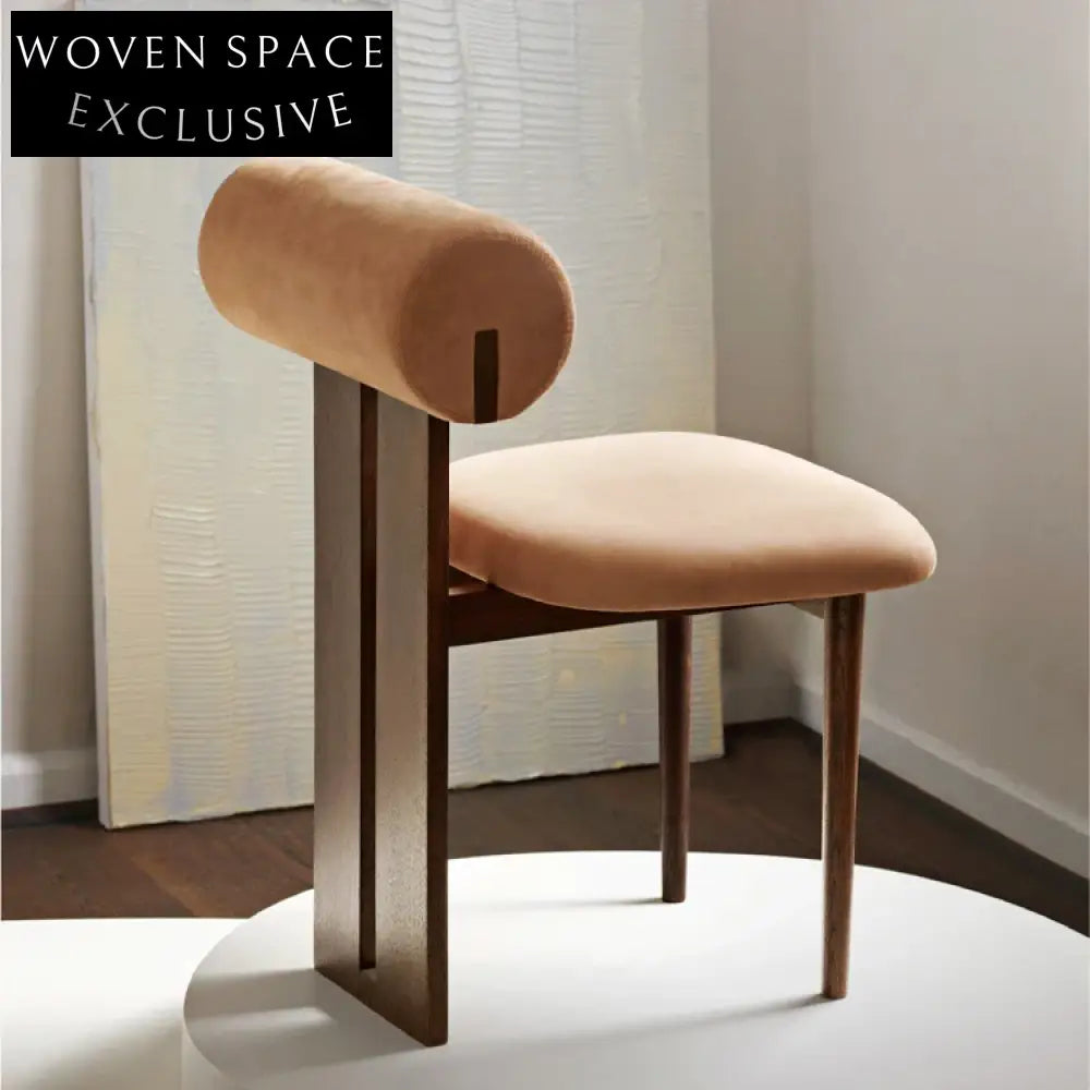Luxurious Velvet Fabric Dining Chair with Solid Wooden Legs, Modern Nordic Design