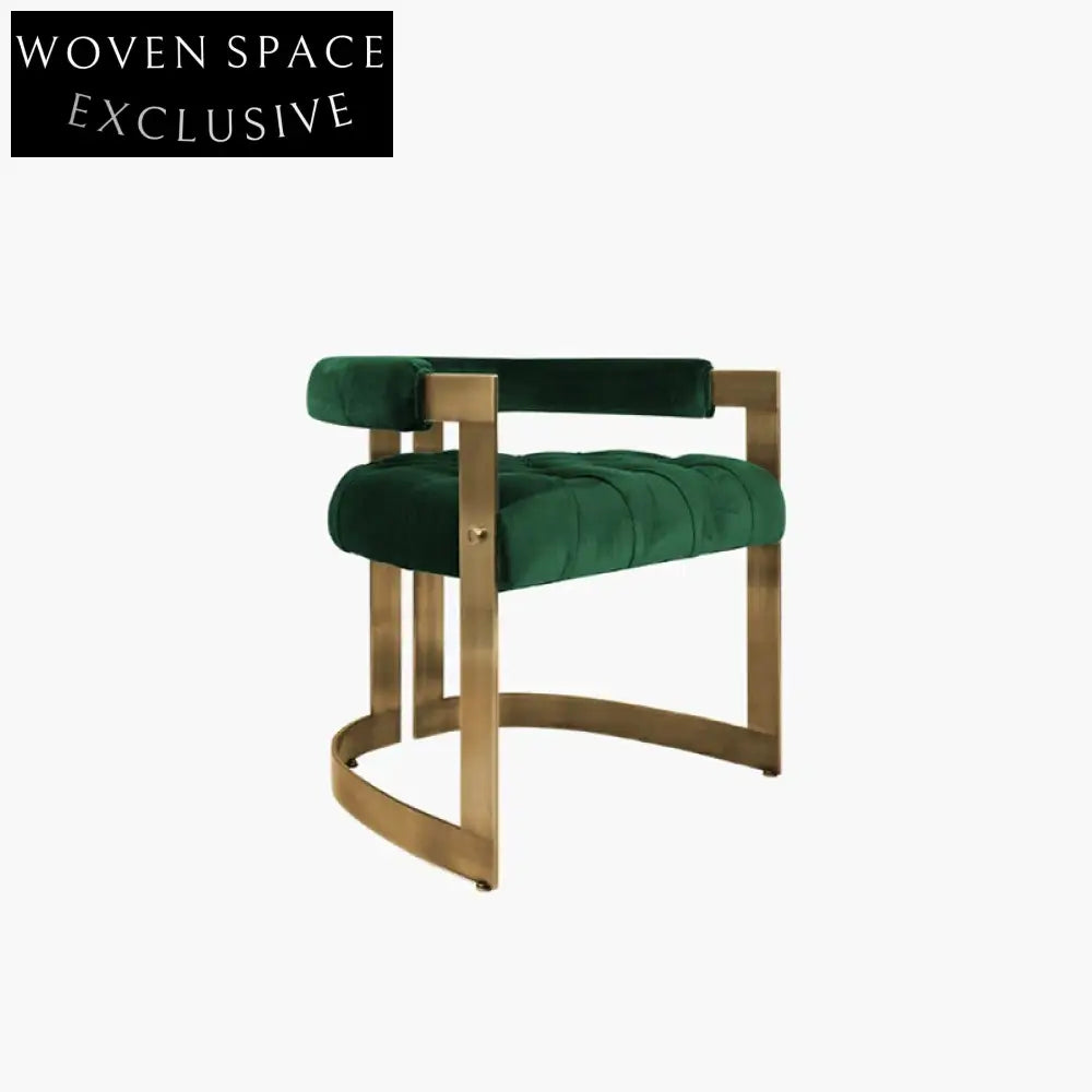 Luxurious Velvet Fabric Gold Metal Leg High Bar Chair with Supportive Backrest