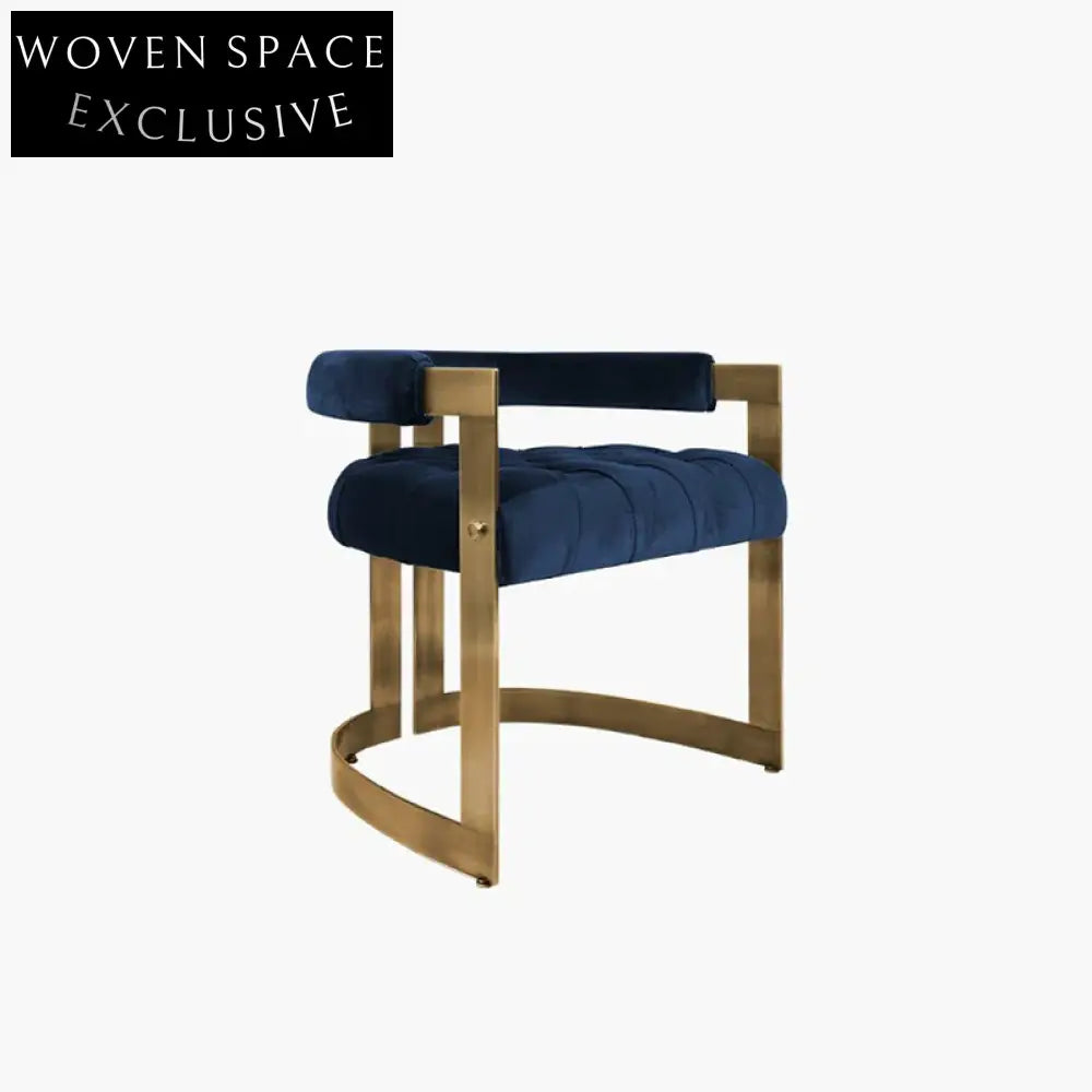 Luxurious Velvet Fabric Gold Metal Leg High Bar Chair with Supportive Backrest