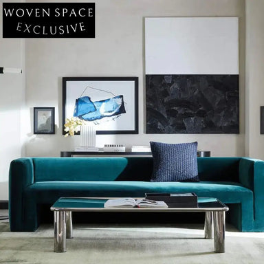 Luxurious Velvet Fabric Modern Living Room Sofa – Comfortable Three-Seat Couch