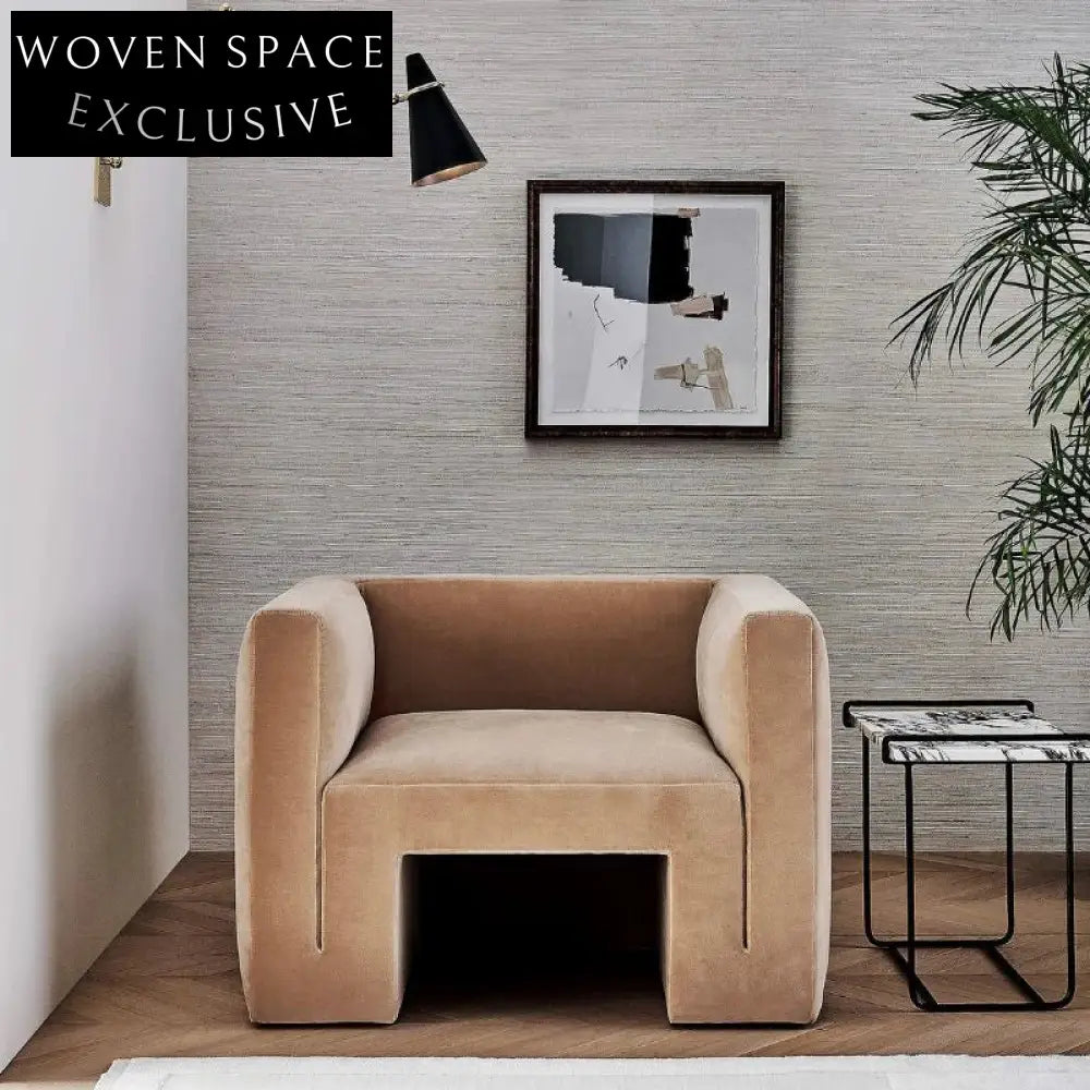 Luxurious Velvet Fabric Modern Living Room Sofa – Comfortable Three-Seat Couch