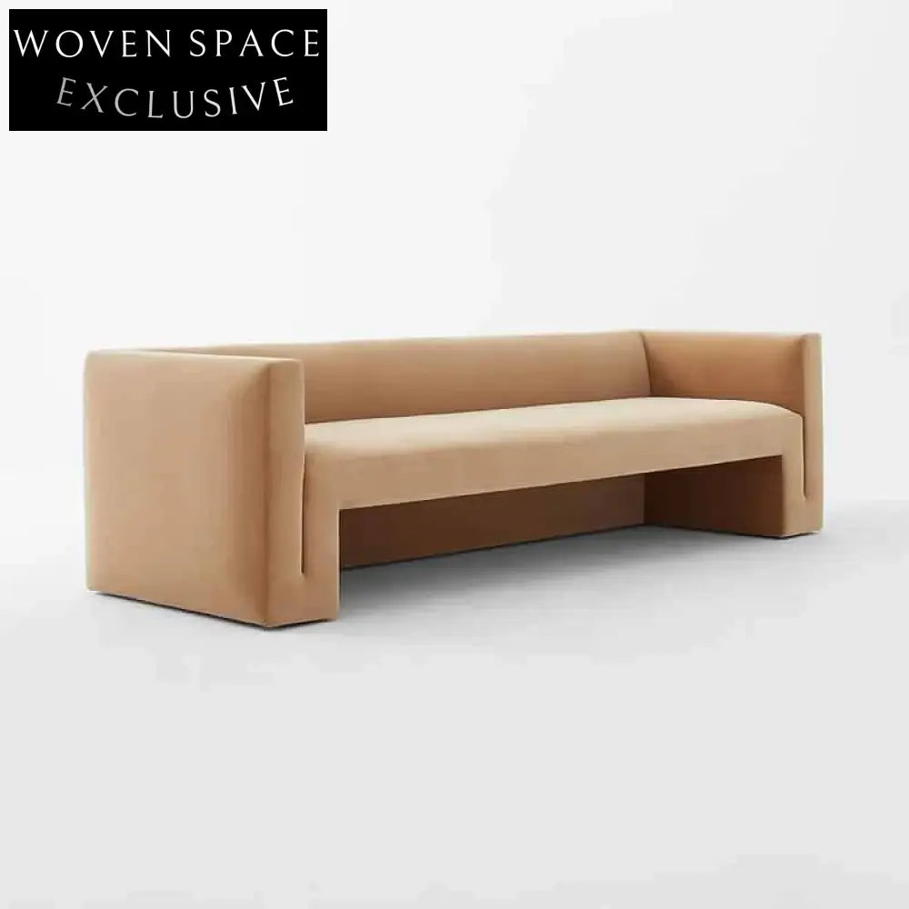 Luxurious Velvet Fabric Modern Living Room Sofa – Comfortable Three-Seat Couch