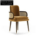 Luxurious Velvet Rattan Dining Chair with Solid Wood Legs for Modern Spaces
