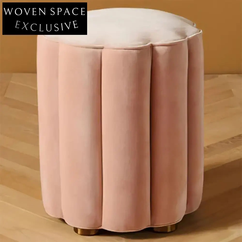 Luxurious Velvet Round Ottoman Stool for Stylish Living Room Decor