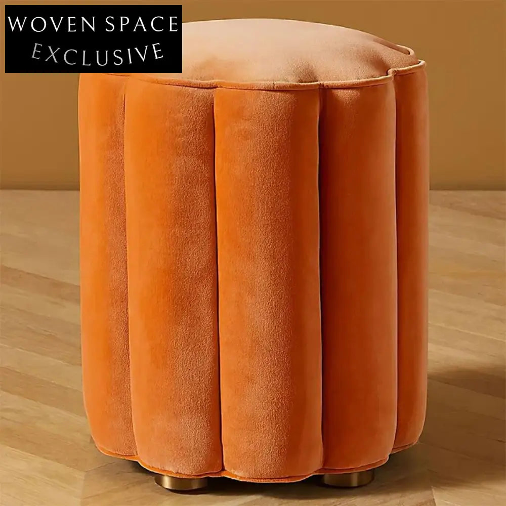 Luxurious Velvet Round Ottoman Stool for Stylish Living Room Decor