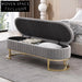 Luxurious Velvet Storage Bench: Modern Metal Leg Ottoman for Bedroom & Living Room