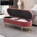 Luxurious Velvet Storage Bench: Modern Metal Leg Ottoman for Bedroom & Living Room