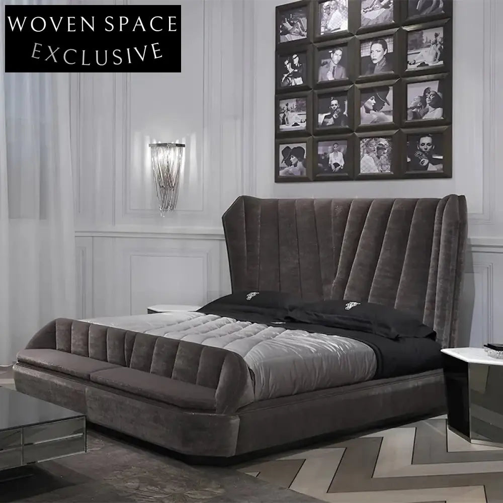 Luxurious Velvet Tufted High Headboard Bed Frame for Elegant Bedroom Decor