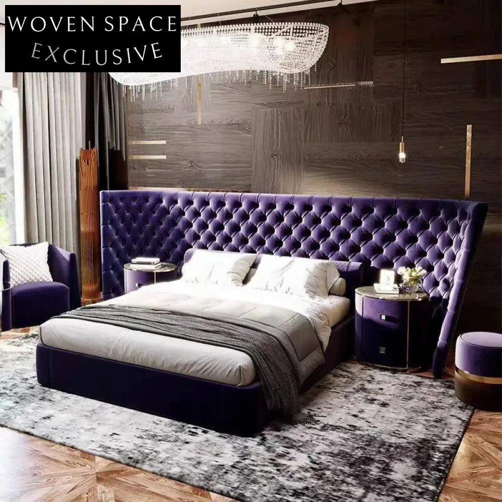 Luxurious Velvet Tufted King Size Upholstered Modern Bed Frame