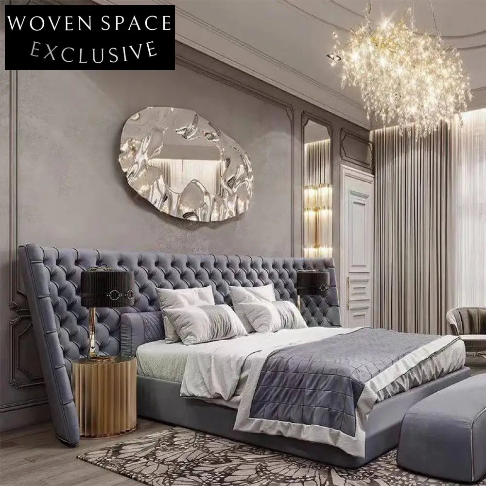 Luxurious Velvet Tufted King Size Upholstered Modern Bed Frame