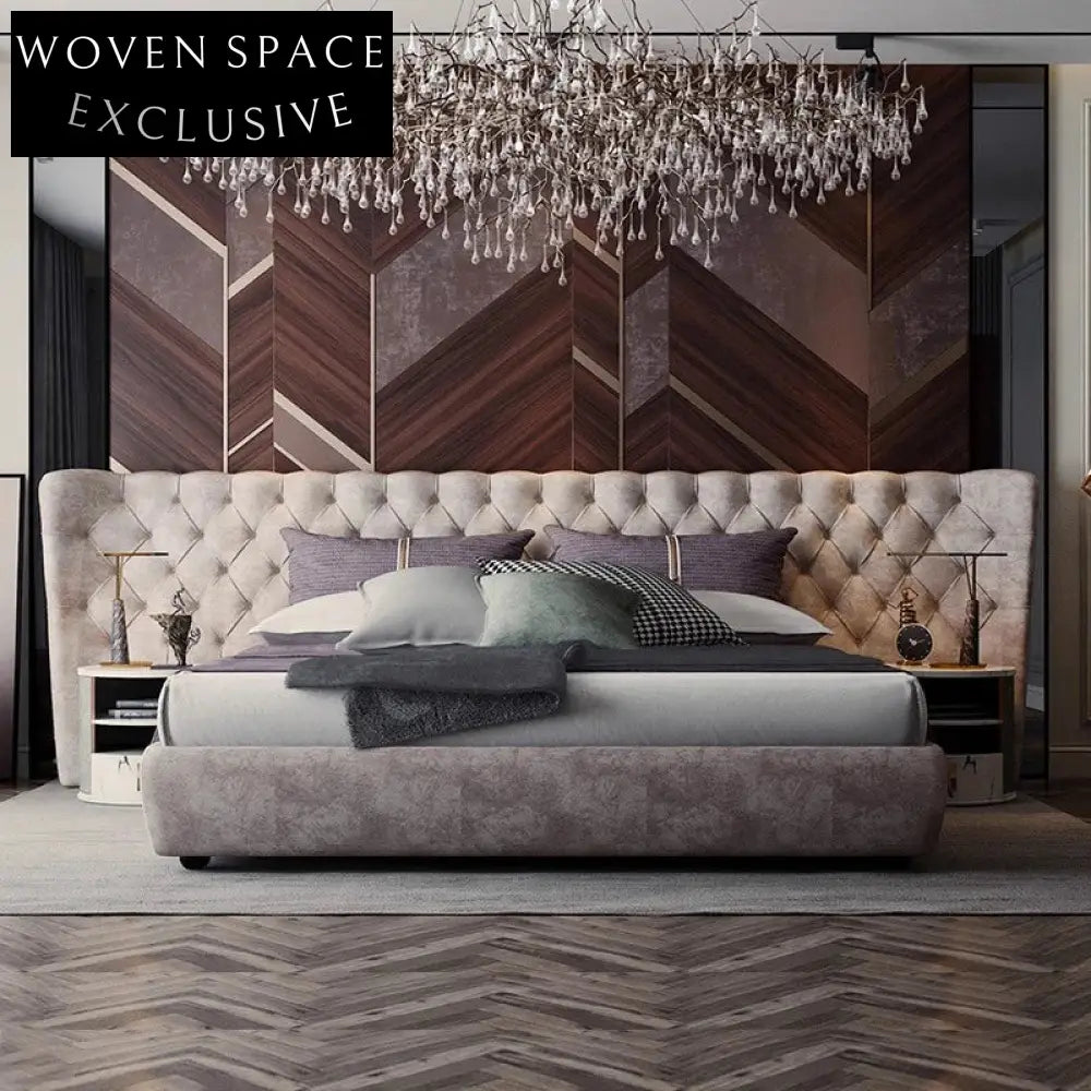 Luxurious Velvet Tufted King Size Upholstered Modern Bed Frame