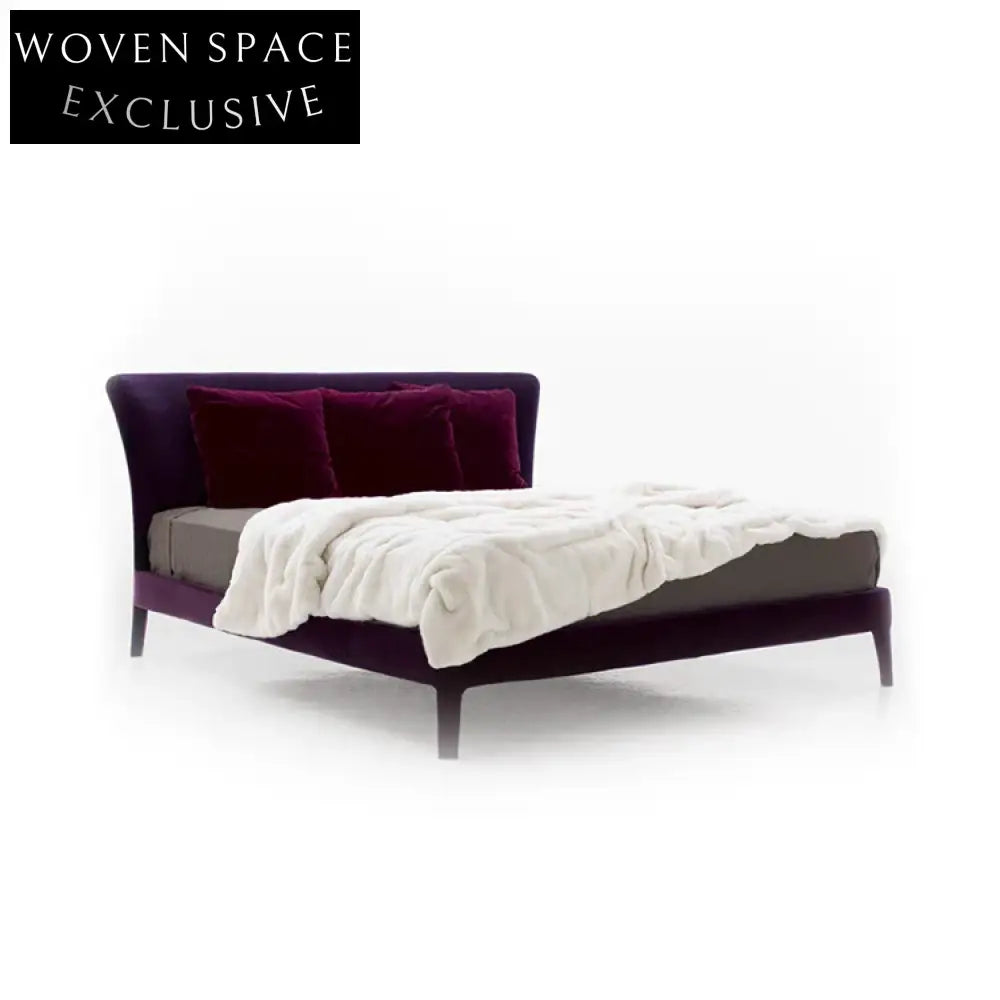 Luxurious Velvet Upholstered Bed, Modern Metal Legs, King Queen Sizes, Bed