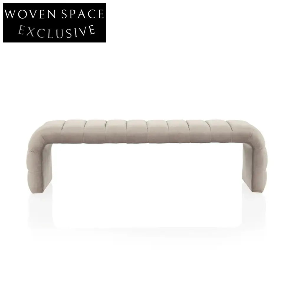 Luxurious Velvet Upholstered Modern Minimalist Living Room Bench Ottoman Stool