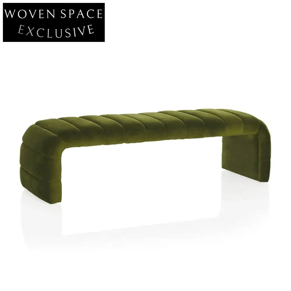 Luxurious Velvet Upholstered Modern Minimalist Living Room Bench Ottoman Stool