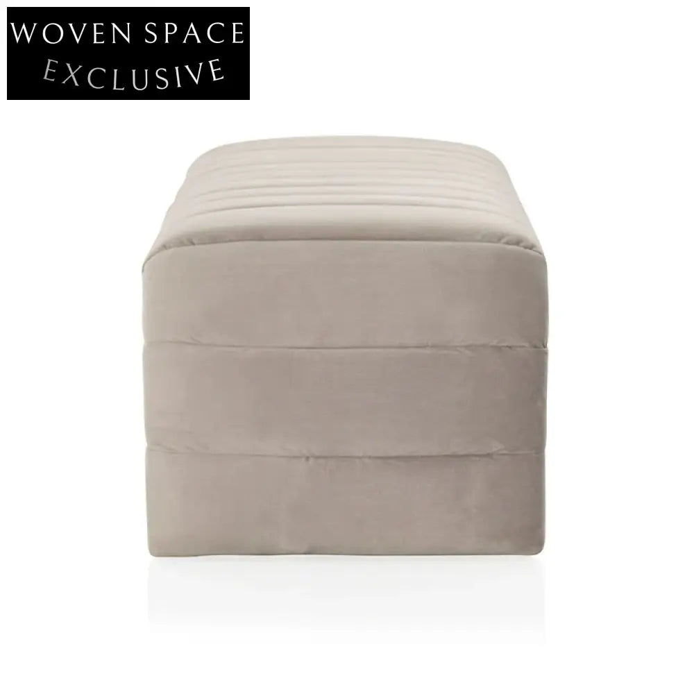 Luxurious Velvet Upholstered Modern Minimalist Living Room Bench Ottoman Stool