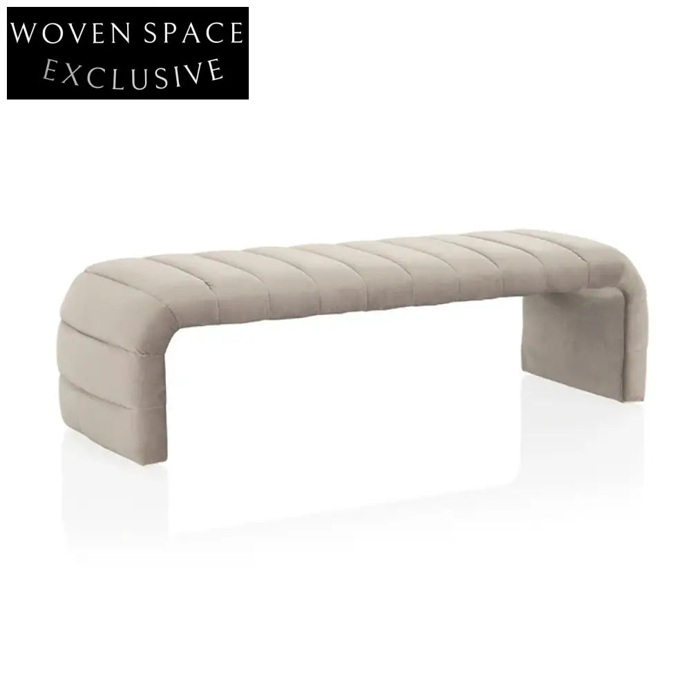 Luxurious Velvet Upholstered Modern Minimalist Living Room Bench Ottoman Stool