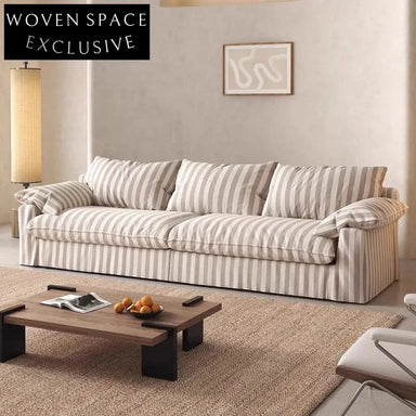 Luxurious Wabi Sabi Linen Feather Down Sectional Sofa for Comfort
