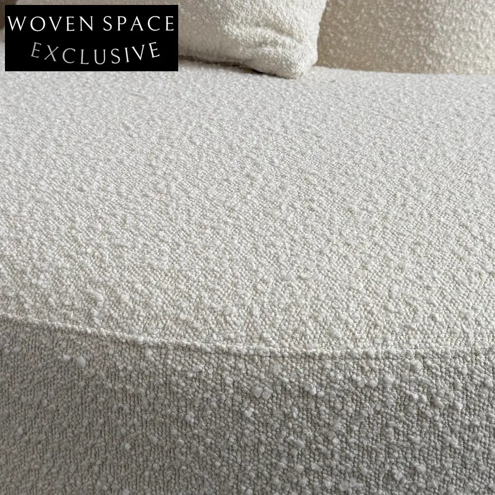 Luxurious White Boucle Upholstered L-Shape Sectional Sofa Chaise for Modern Living