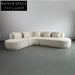 Luxurious White Boucle Upholstered L-Shape Sectional Sofa Chaise for Modern Living