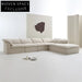 Luxurious White Fabric Modular Sectional Cloud Couch, Feather-Filled Living Room Sofa