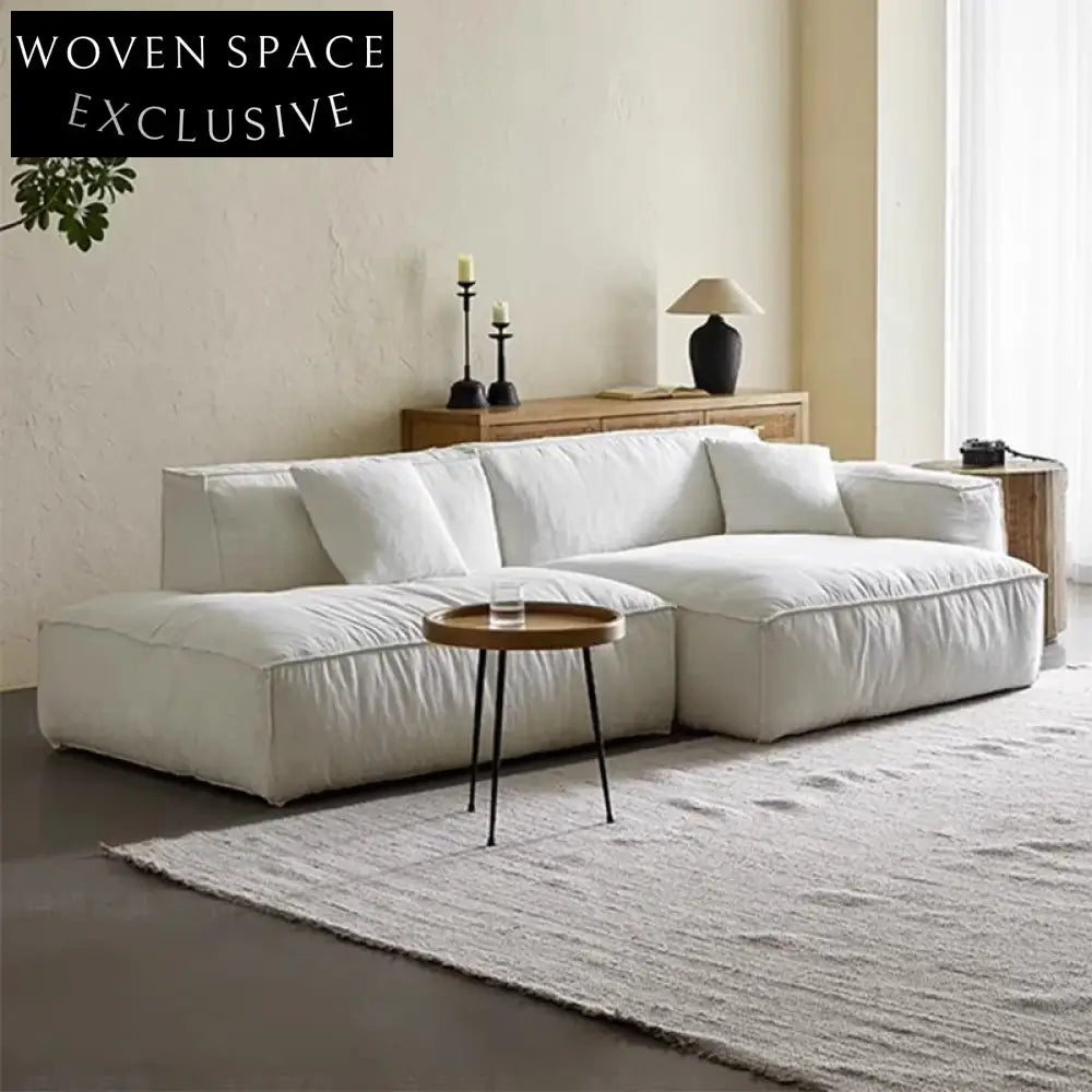 Luxurious White Linen Feather Sectional Sofa Set for Modern Living