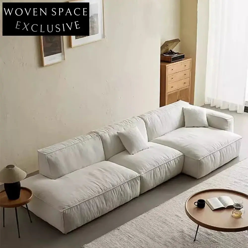 Luxurious White Linen Feather Sectional Sofa Set for Modern Living