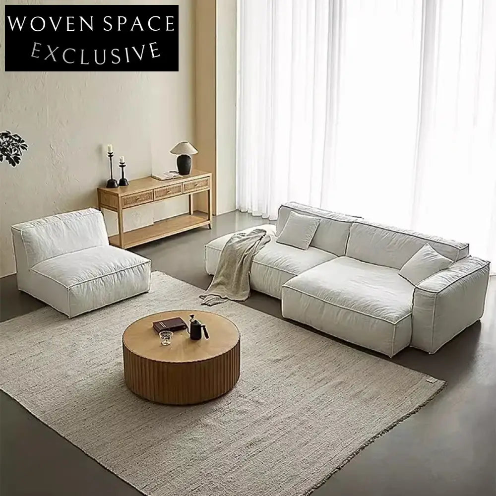 Luxurious White Linen Feather Sectional Sofa Set for Modern Living