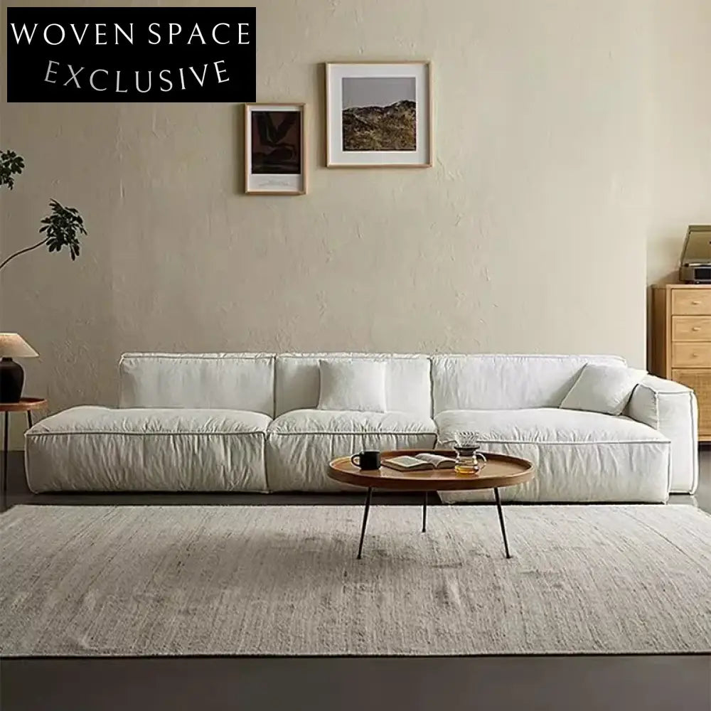 Luxurious White Linen Feather Sectional Sofa Set for Modern Living