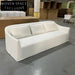 Luxurious White Linen 3-Seat Sofa Couch - Modern Solid Wood Living Room Furniture