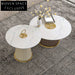 Luxurious White Marble Top Coffee Table with Gold Stainless Steel Base