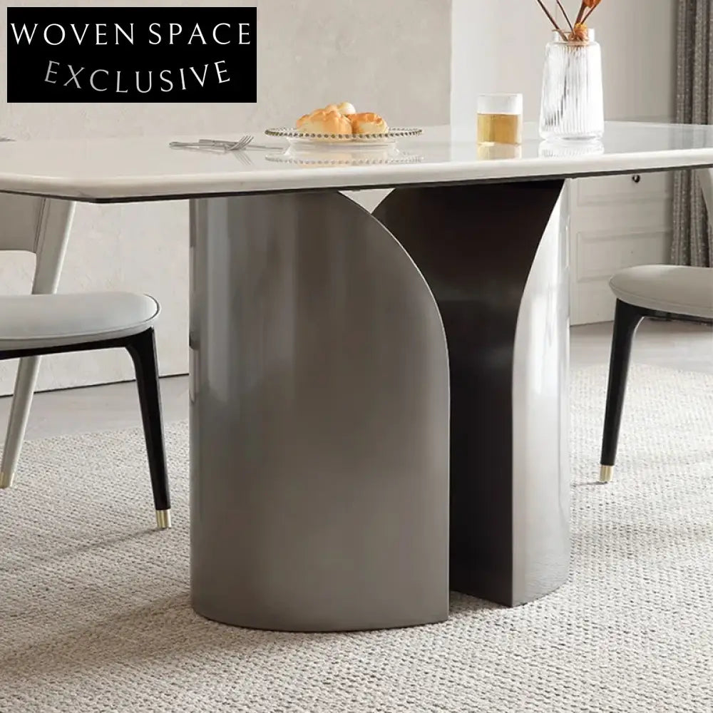 Luxurious White Marble Top Stainless Steel Dining Table for Modern Homes