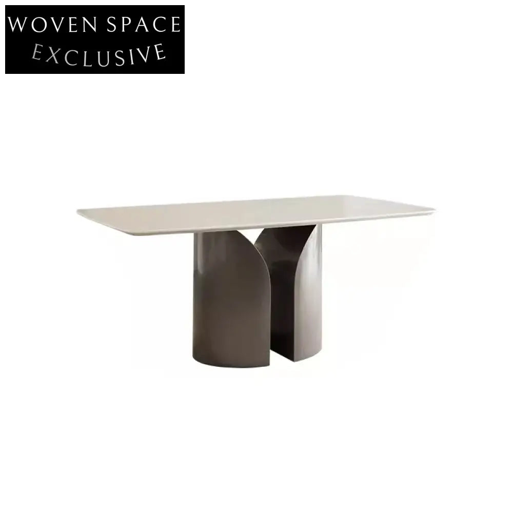 Luxurious White Marble Top Stainless Steel Dining Table for Modern Homes