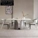 Luxurious White Marble Top Stainless Steel Dining Table for Modern Homes
