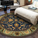 Luxurious Wool European Neoclassical Round/Oval Floral Area Rug for Elegant Homes