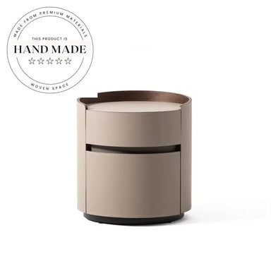 Luxury 2 Drawer Saddle Leather Storage Bedside Table