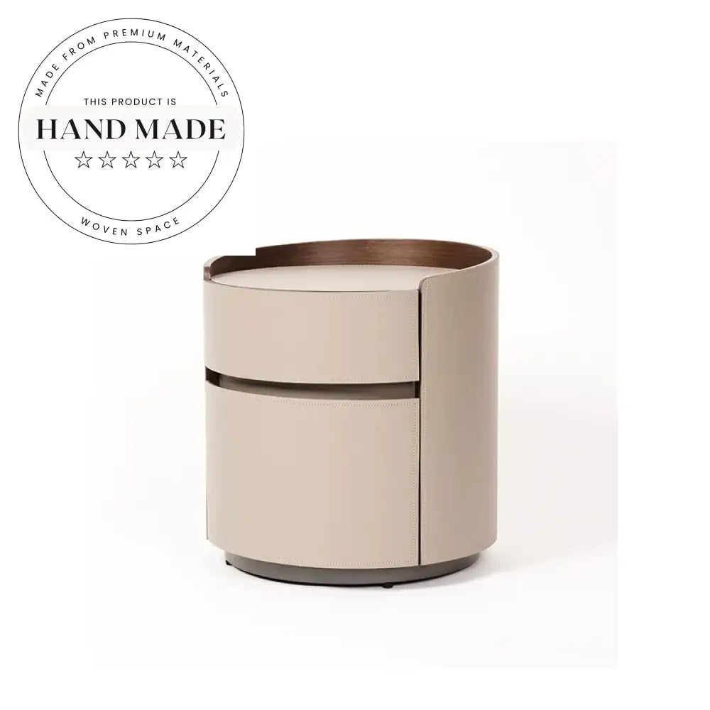 Luxury 2 Drawer Saddle Leather Storage Bedside Table