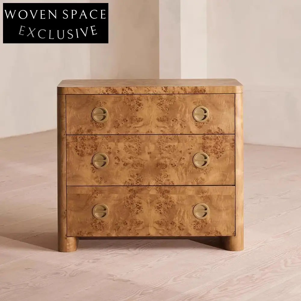 Luxury 3-Drawer Wood Dresser Sideboard for Bedroom Living Room Storage Cabinet