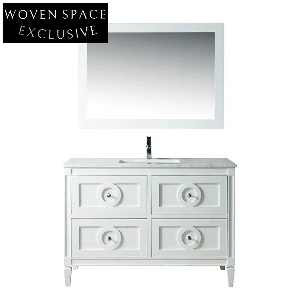Luxury 48-inch Solid Wood Dual Sink Bathroom Vanity with Marble Top