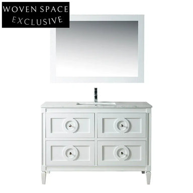 Luxury 48-inch Solid Wood Dual Sink Bathroom Vanity with Marble Top