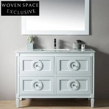 Luxury 48-inch Solid Wood Dual Sink Bathroom Vanity with Marble Top