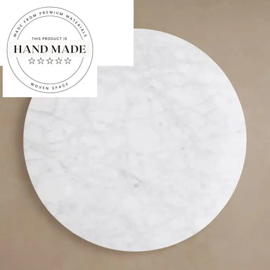 Luxury 56cm Round Natural White Marble Modern Side Table