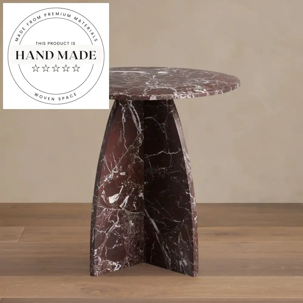 Luxury 56cm Round Natural White Marble Modern Side Table