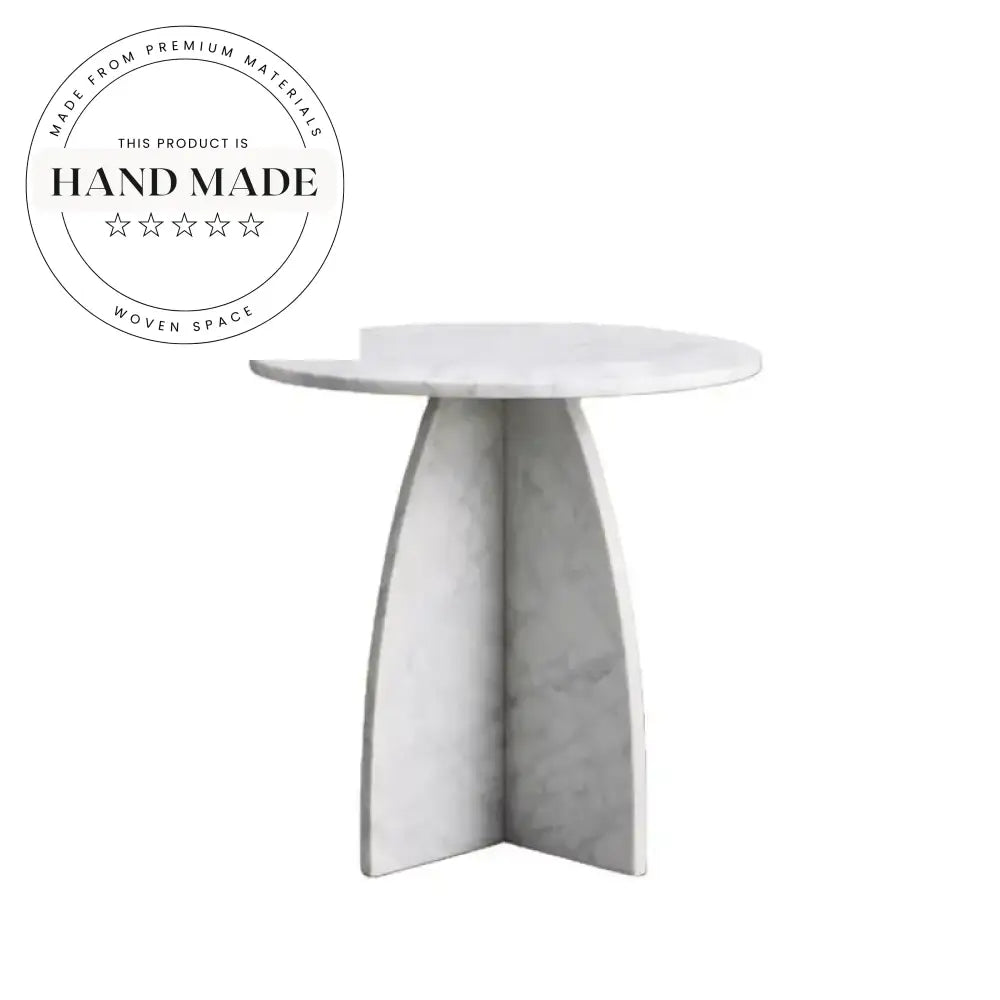 Luxury 56cm Round Natural White Marble Modern Side Table