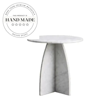 Luxury 56cm Round Natural White Marble Modern Side Table
