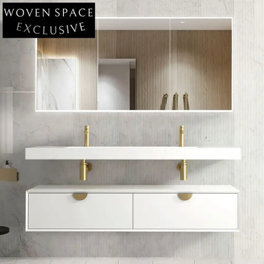 Luxury 59-inch Waterproof Double Sink Bathroom Vanity Unit with Soft-Close Drawers